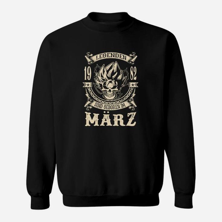 Legenden Geboren im März 1982 Sweatshirt, Schwarzes mit Goldenem Aufdruck