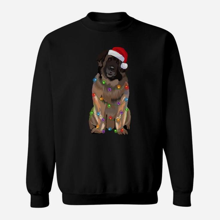 Leonberger Christmas Lights Xmas Dog Lover Santa Hat Sweatshirt Sweatshirt