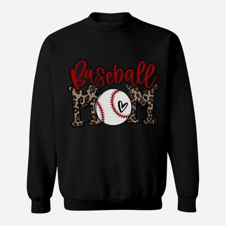 Leopard Baseball Mom Game Day Vibes T-Ball Mom Mother's Day Sweatshirt Sweatshirt