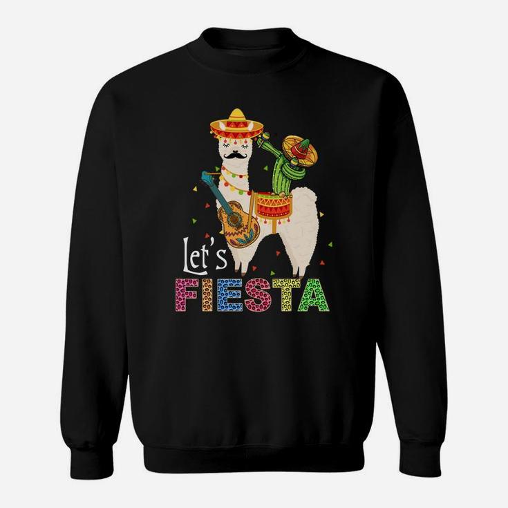 Let's Fiesta Llama Cinco De Mayo Cactus Sombrero Maracas Sweatshirt