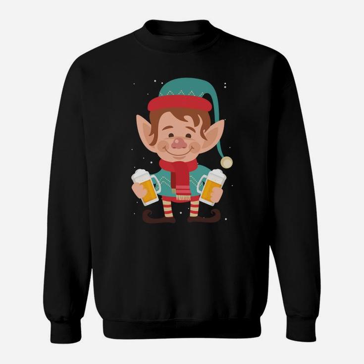 Let's Get Elfed Up Christmas Beer Elf Xmas Drinking Costume Sweatshirt Sweatshirt