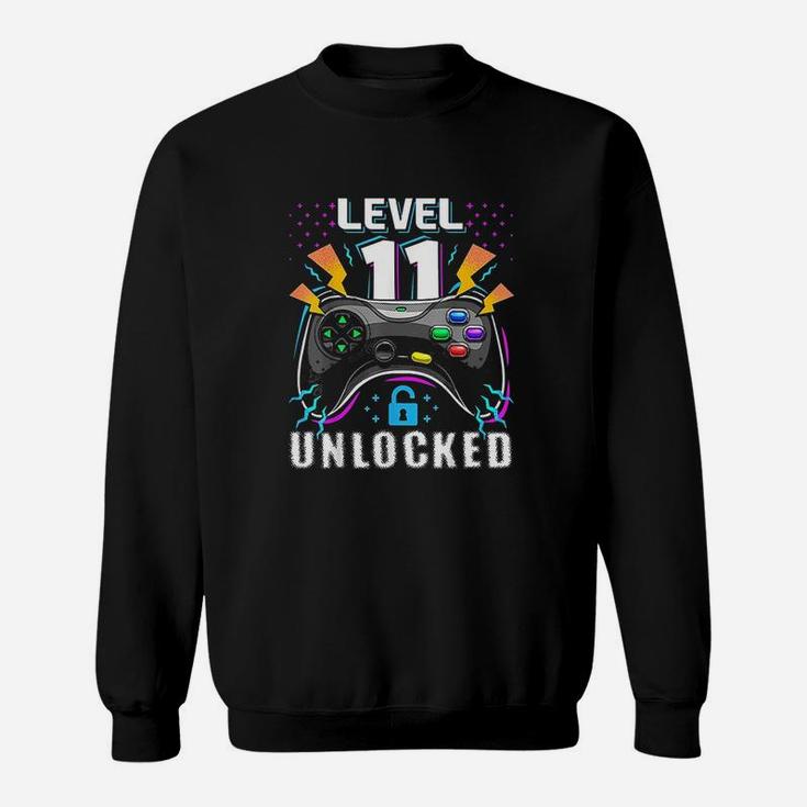Level 11 Unlocked Video Game 11Th Birthday Gamer Gift Boys Sweatshirt