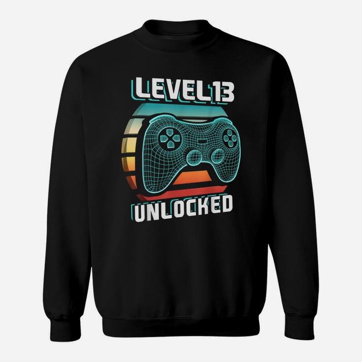 Level 13 Unlocked Retro Video Game 13Th Birthday Gamer Gift Sweatshirt