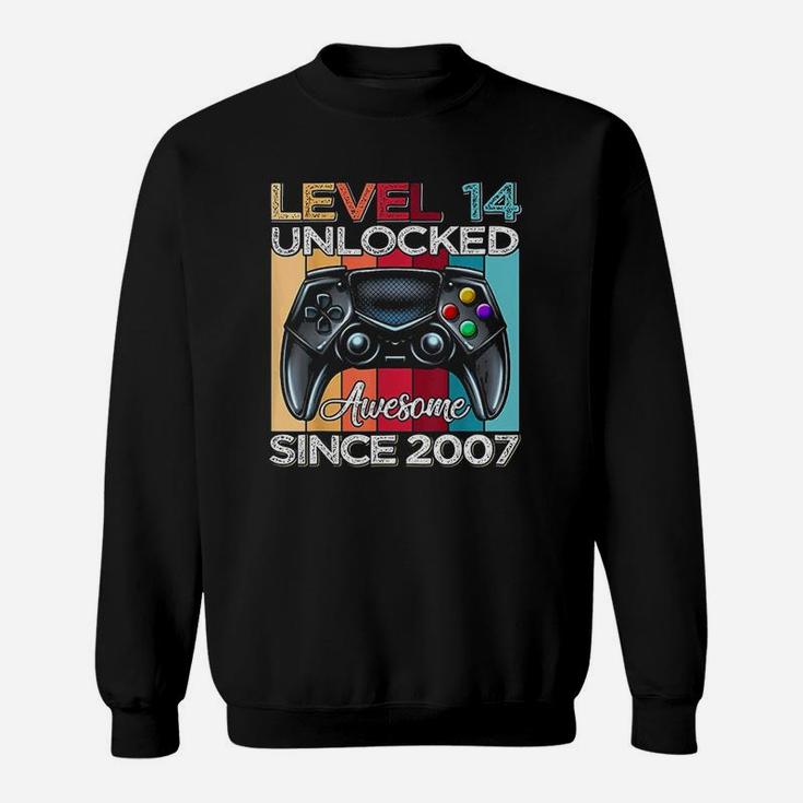 Level 14 Unlocked Awesome Since 2007 14Th Birthday Gaming Sweatshirt
