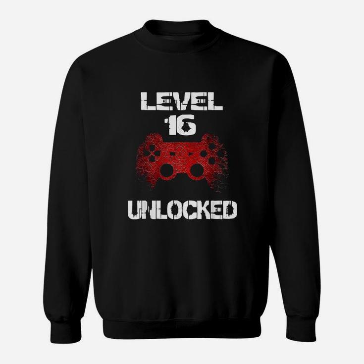 Level 16 Unlocked Boys 16Th Birthday 16 Year Old Gamer Sweatshirt