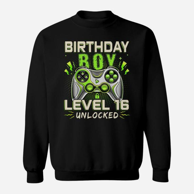 Level 16 Unlocked Video Game 16Th Birthday Gamer Boys Kids Sweatshirt