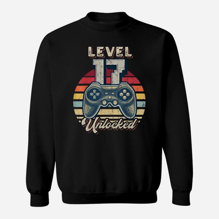 Level 17 Unlocked Video Game 17Th Birthday Gamer Boys Sweatshirt