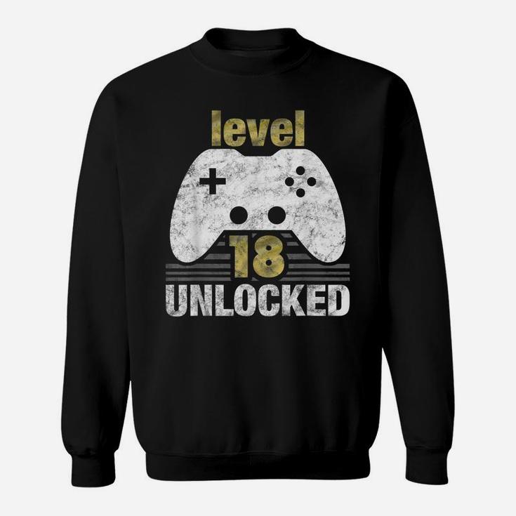 Level 18 Unlocked - 18 Year Old Gift 18Th Birthday Gamer Sweatshirt