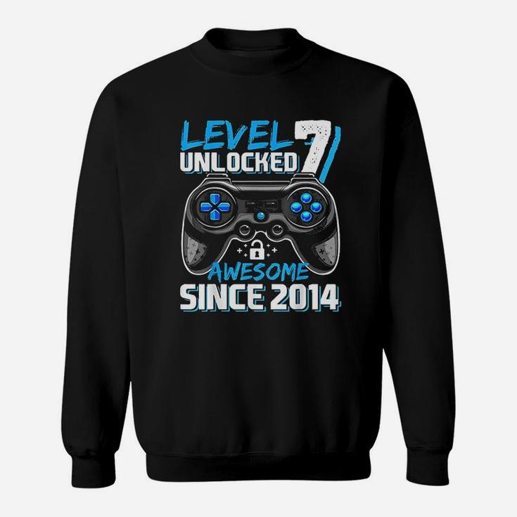 Level 7 Unlocked Awesome 2014 Video Game 7Th Birthday Sweatshirt
