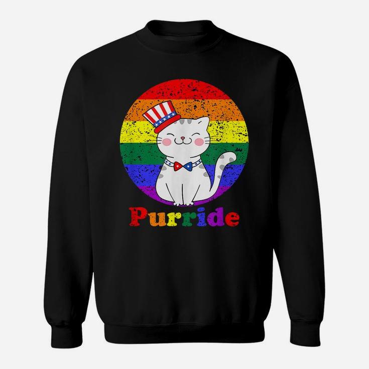 Lgbt Cat Lovers Purride Rainbow Flag American Flag Lgbtq Sweatshirt