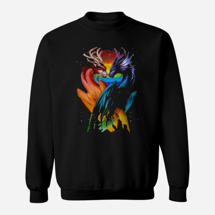 Lgbt Dragon Heart Rainbow Heart Dragon Lgbt Pride Sweatshirt