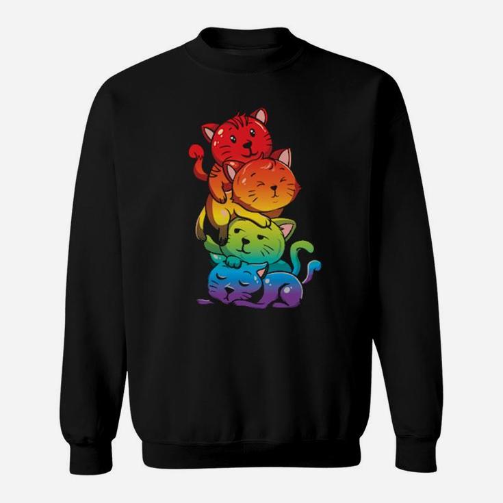 Lgbt Kawaii Rainbow Cats Gift For Kitten Lover Sweatshirt