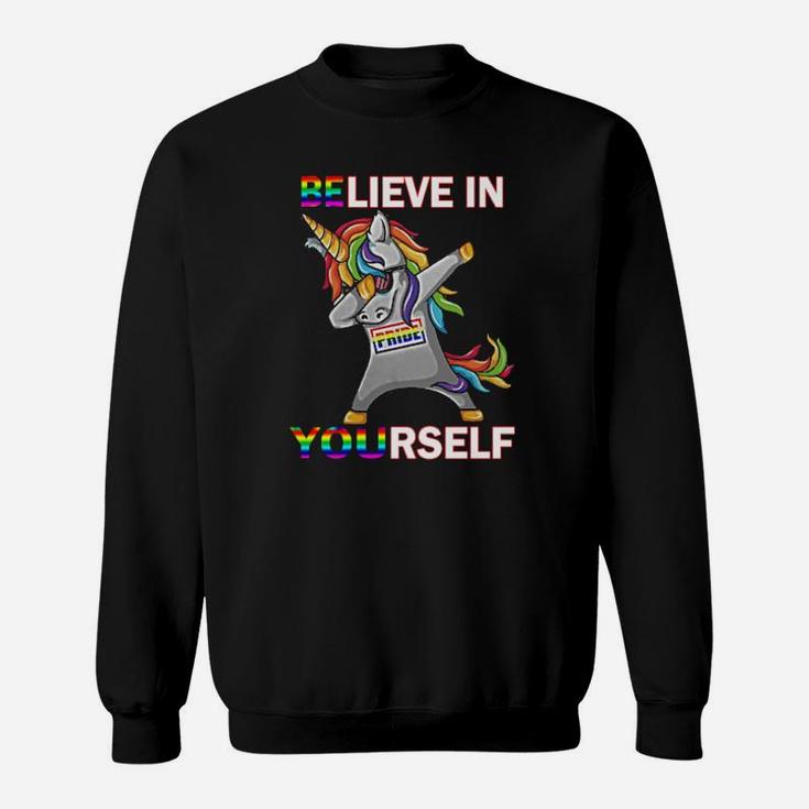 Lgbt Unicorn Dabbing Believe In Yourself Pride Sweatshirt