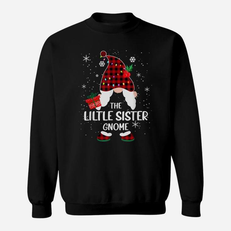 Lil Sister Gnome Buffalo Plaid Matching Family Christmas Sweatshirt