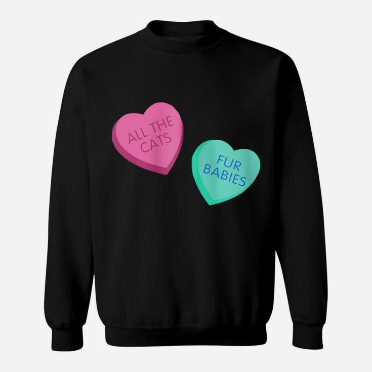Love Cats Conversation Hearts Funny Gift For Women And Girls Zip Hoodie Sweatshirt