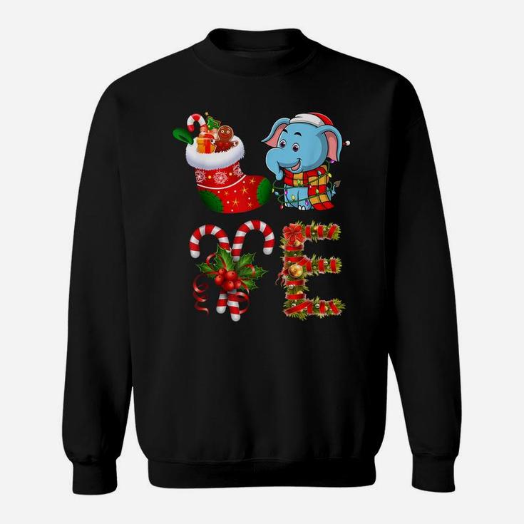 Love Elephant Christmas Funny Santa Hat Christmas  Sweatshirt