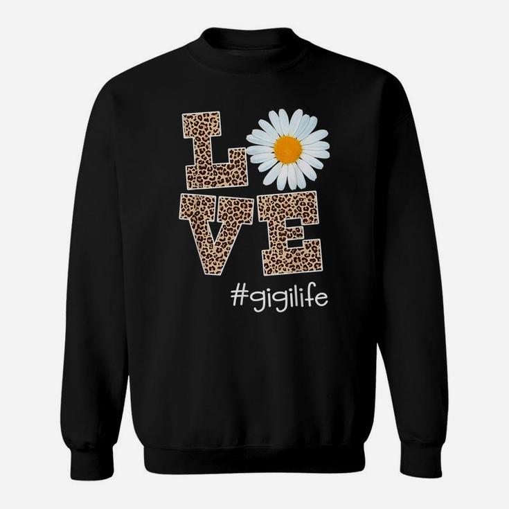 Love Gigi Life Leopard Daisy Flower Sweatshirt