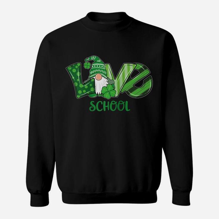 Love Gnome School St Patricks Day Teacher Or Student Raglan Baseball Tee Sweatshirt