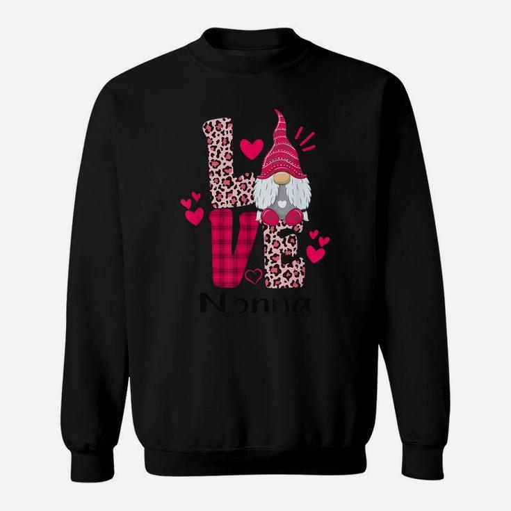 Love Leopard Plaid Gnome Nonna Valentines Day Sweatshirt