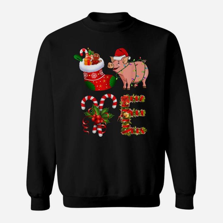 Love Pig Christmas Funny Santa Hat Christmas  Sweatshirt