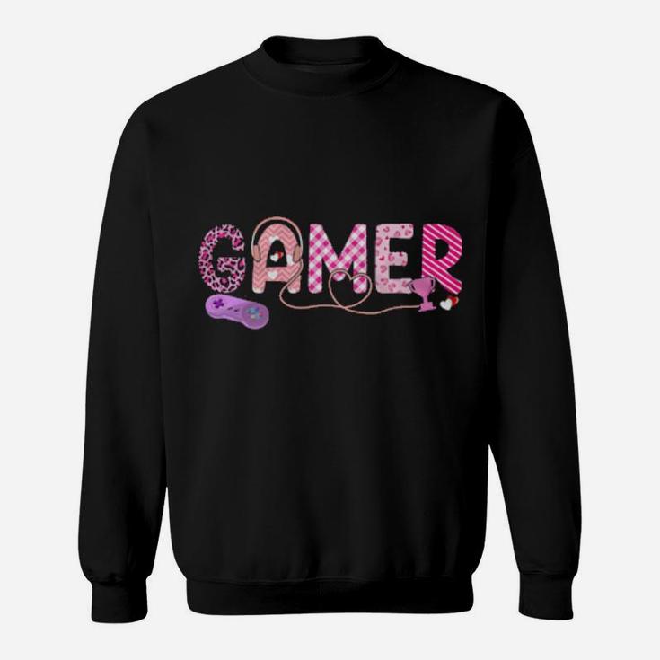 Love Pink Gamer Happy Valentine Day Awesome Funny Sweatshirt