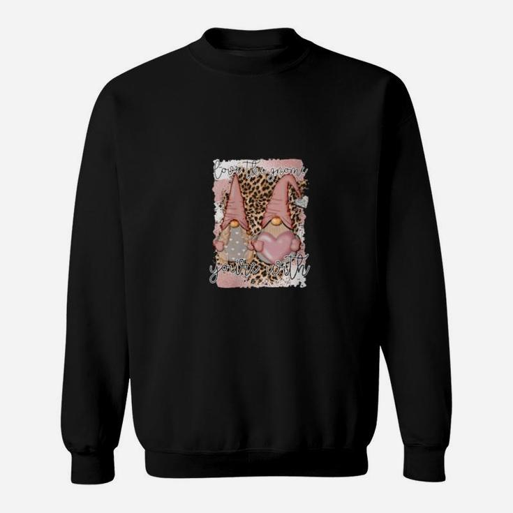 Love The Gnome You Are With Valentine Gnome Leopard Print Sweatshirt