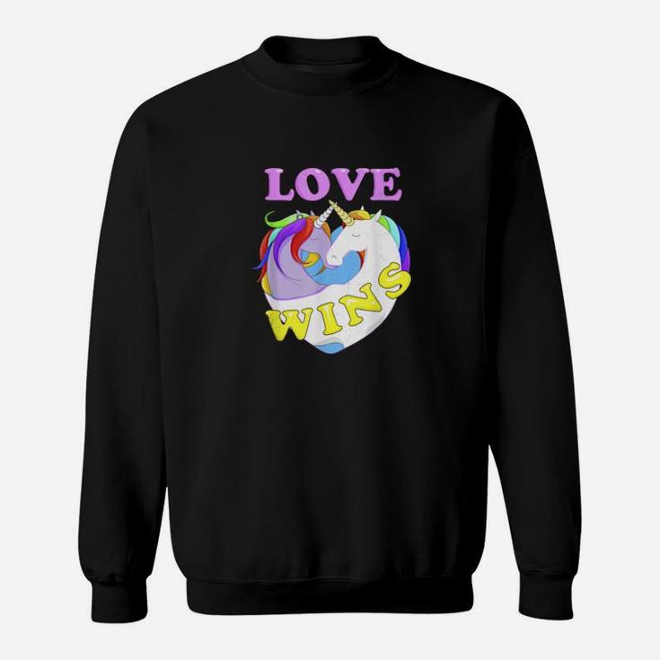 Love Wins Kissing Unicorns Gay Pride Equality Lgbtq Sweatshirt