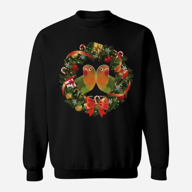 Lovebird Parrot Christmas Wreath Sweatshirt