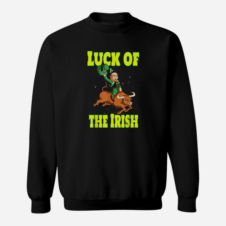 Luck Of The Irish Leprechaun On Bull Sweatshirt