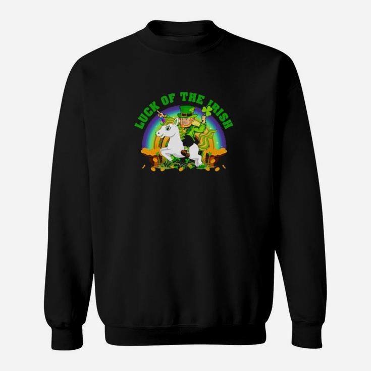 Luck Of The Irish Leprechaun Riding Unicorn St Patricks Day Sweatshirt