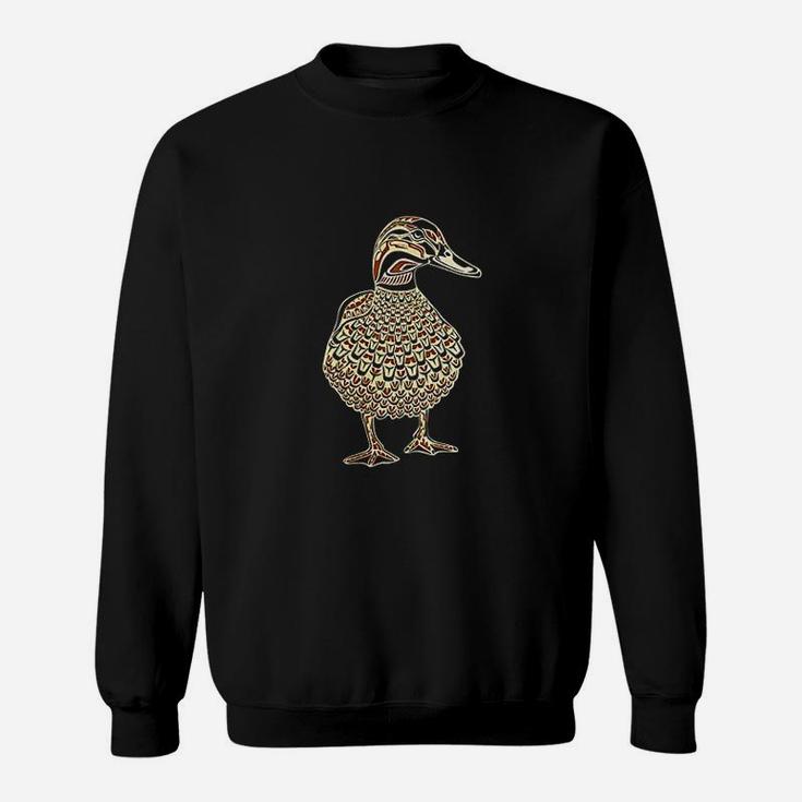 Mallard Duck Bird Lover Northwest Design Native American Art Sweatshirt