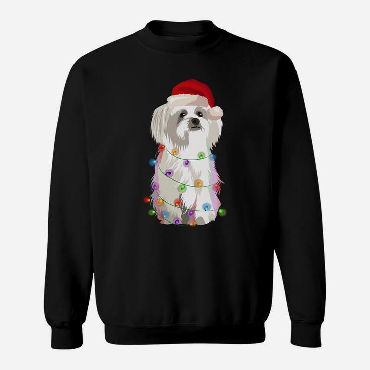 Maltese Christmas Lights Xmas Dog Lover Sweatshirt Sweatshirt