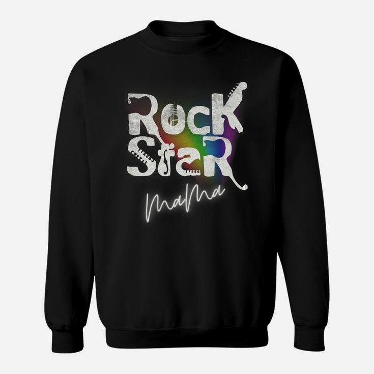 Mama Rock-Star Music-Lover Mothers-Day Distressed Rainbow Sweatshirt