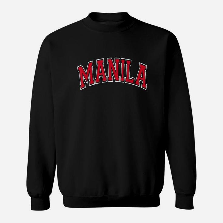 Manila Philippines Varsity Style Red Text Sweatshirt