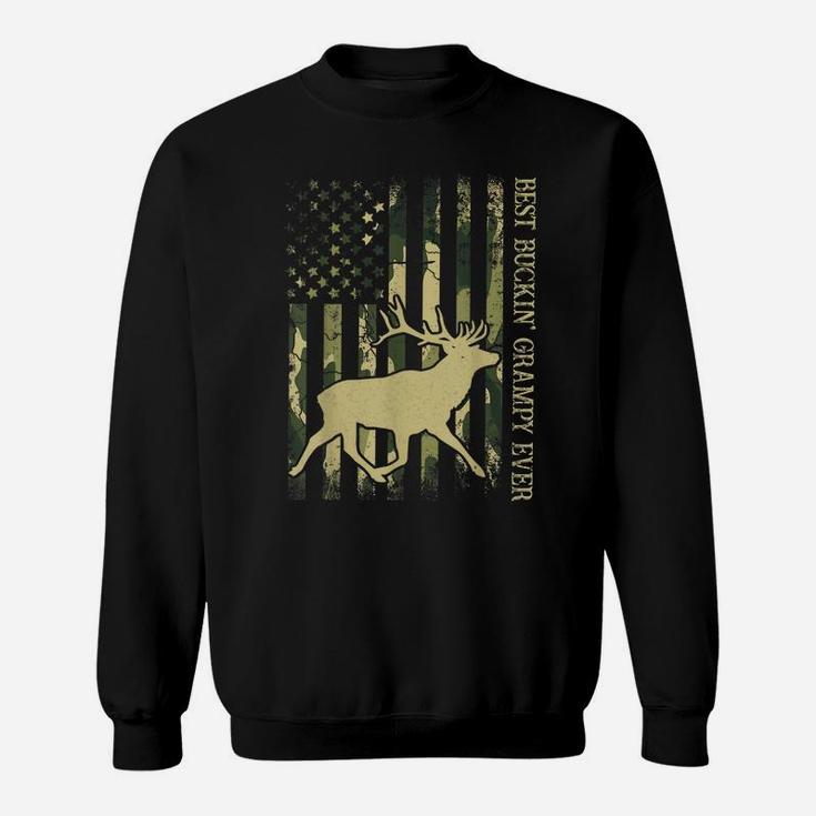 Mens Best Buckin' Grampy Ever Camo American Flag Deer Hunting Sweatshirt