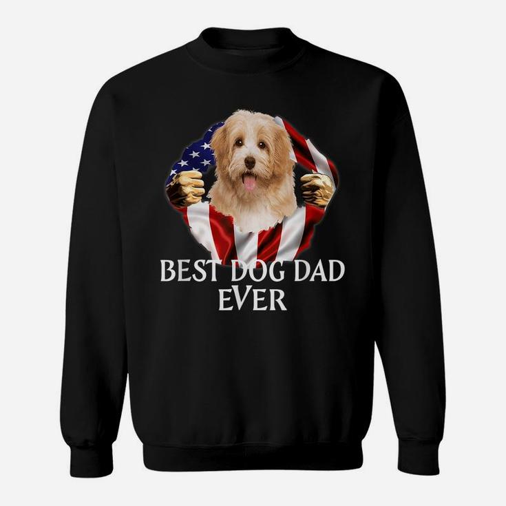 Mens Best Dog Dad Ever Cavachon Dog American Flag Sweatshirt