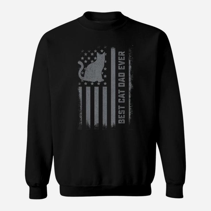 Mens Cat Dad Us Flag Kitty Daddy Papa Christmas Fathers Day Sweatshirt