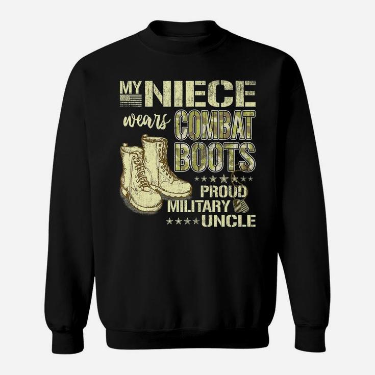 Mens My Niece Wears Combat Boots Dog Tags - Proud Military Uncle Sweatshirt