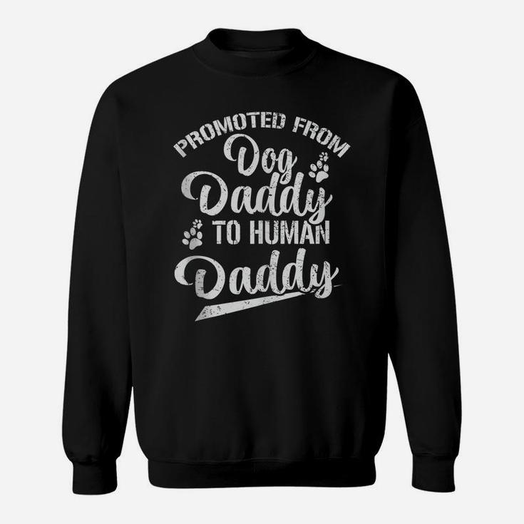 Mens Promoted From Dog Daddy To Human Daddy Funny New Dad Gift Sweatshirt