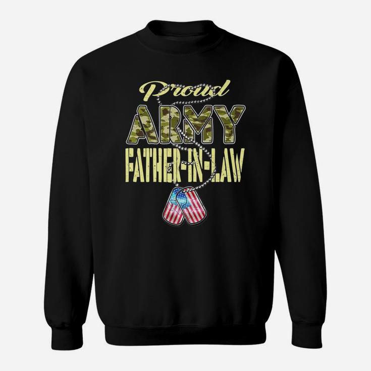 Mens Proud Army Father-In-Law Us Flag Dog Tag Military Dad Gift Sweatshirt