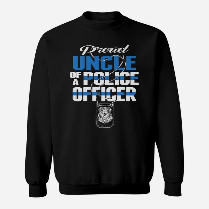 Mens Proud Uncle Of A Police Officer - Thin Blue Line Cop Family Sweatshirt