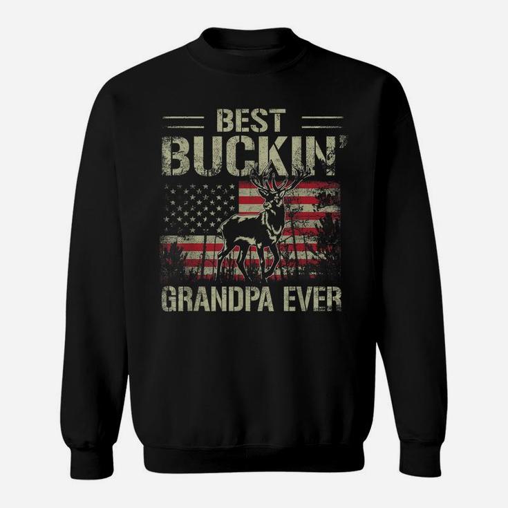 Mens Usa Flag Best Buckin' Grandpa Ever, Deer Hunting Fathers Day Sweatshirt