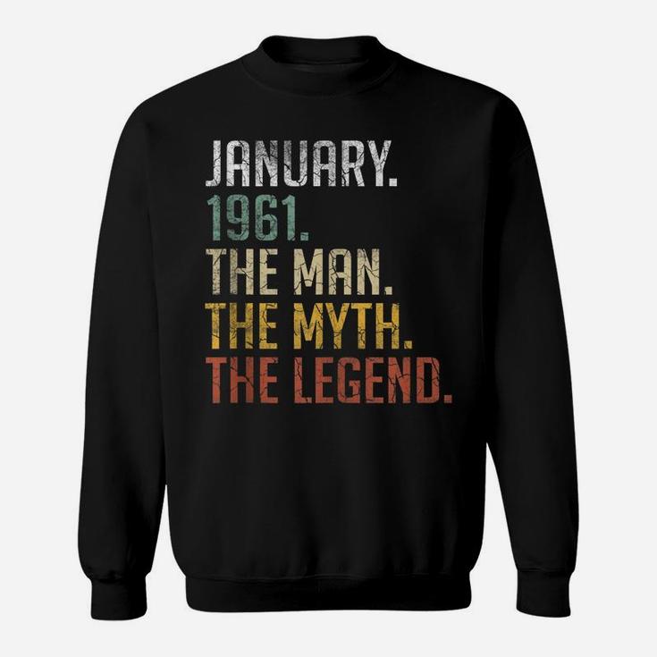 Mens Vintage January 1961 Retro 60 Years Old 60Th Birthday Gift Sweatshirt