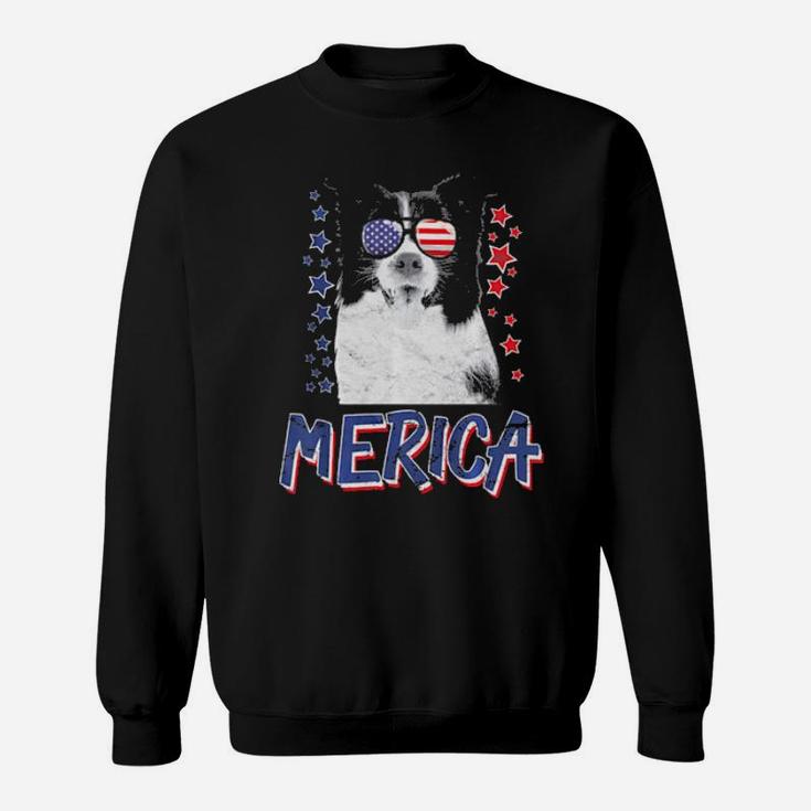 Merica Border Collie Dog 4Th Of July Usa Gift Sweatshirt