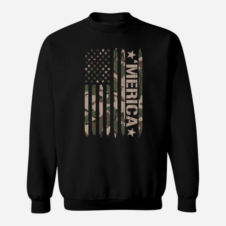 Merica Camo American Flag Gift Camouflage Camoflauge Sweatshirt