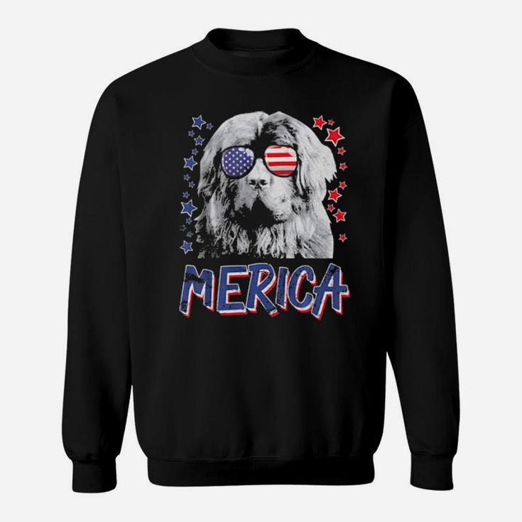 Merica Newfoundland Dog 4Th Of July Usa Gift Sweatshirt