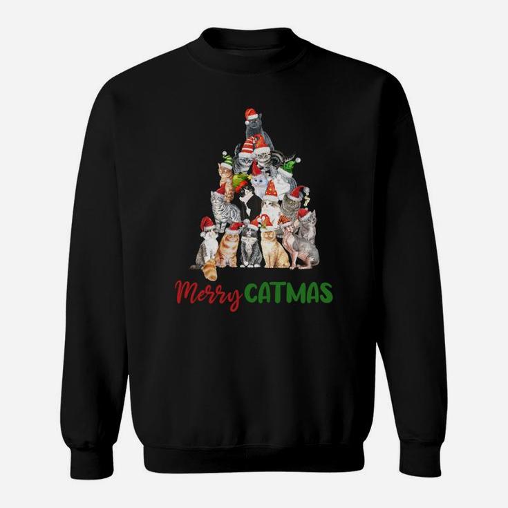 Merry Catmas Christmas Shirt For Cat Lovers Kitty Xmas Tree Sweatshirt