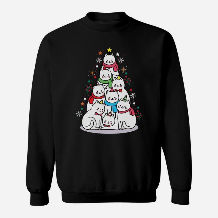 Merry Catmas Funny Cute Cats Lover Christmas Tree Gift Sweatshirt Sweatshirt