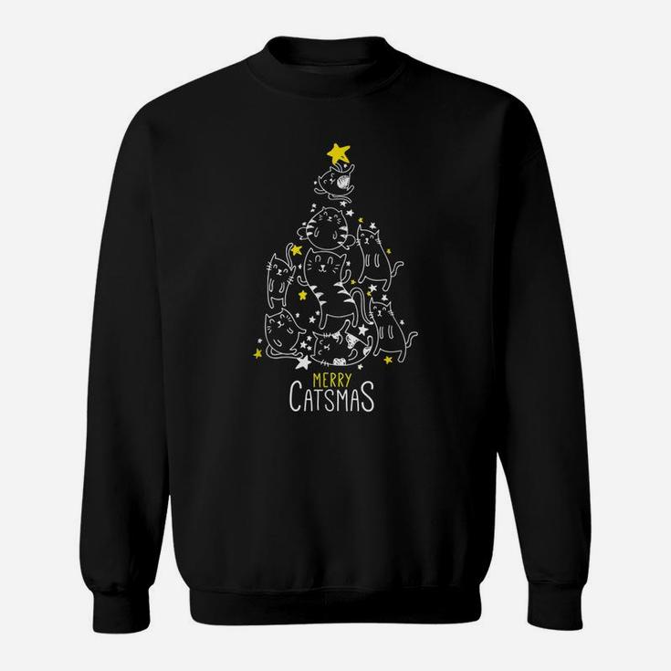 Merry Catsmas Tree Funny Xmas Christmas Gifts Cat Lovers Sweatshirt