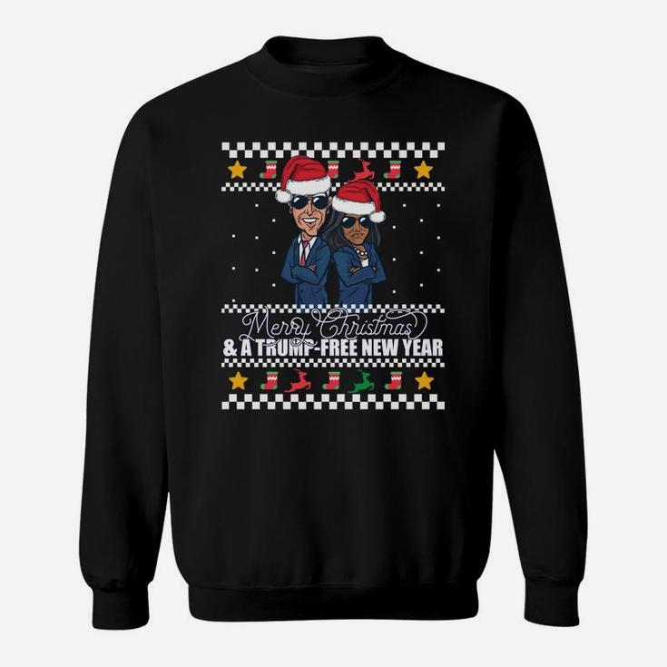 Merry Christmas & A Trump-Free New Year Ugly Xmas Sweater Sweatshirt Sweatshirt